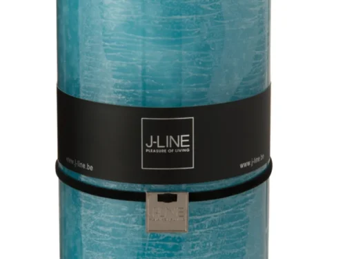 Cilinderkaars Densi Blauw, hoge cilindervormige kaars met rustige blauwe tint en J-Line band, 10 x 10 x 20 cm