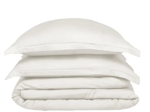 Dekbedovertrek Bobis 140x220 van wit Tencel™ satijn, zacht en soepel met luxe uitstraling