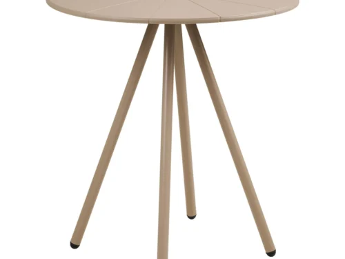 Bistrotafel Hustaro Staal 73,5 cm in taupe met rond blad en slanke driepoot voor binnen en buiten