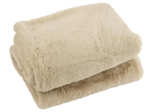 Beige Plaid Vallir, zachte 130x180 cm polyester woondeken voor bank of bed