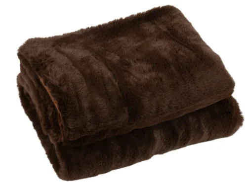 Plaid Skeerra bruin, zachte fluffy plaid in donkere bruintint voor bank of bed