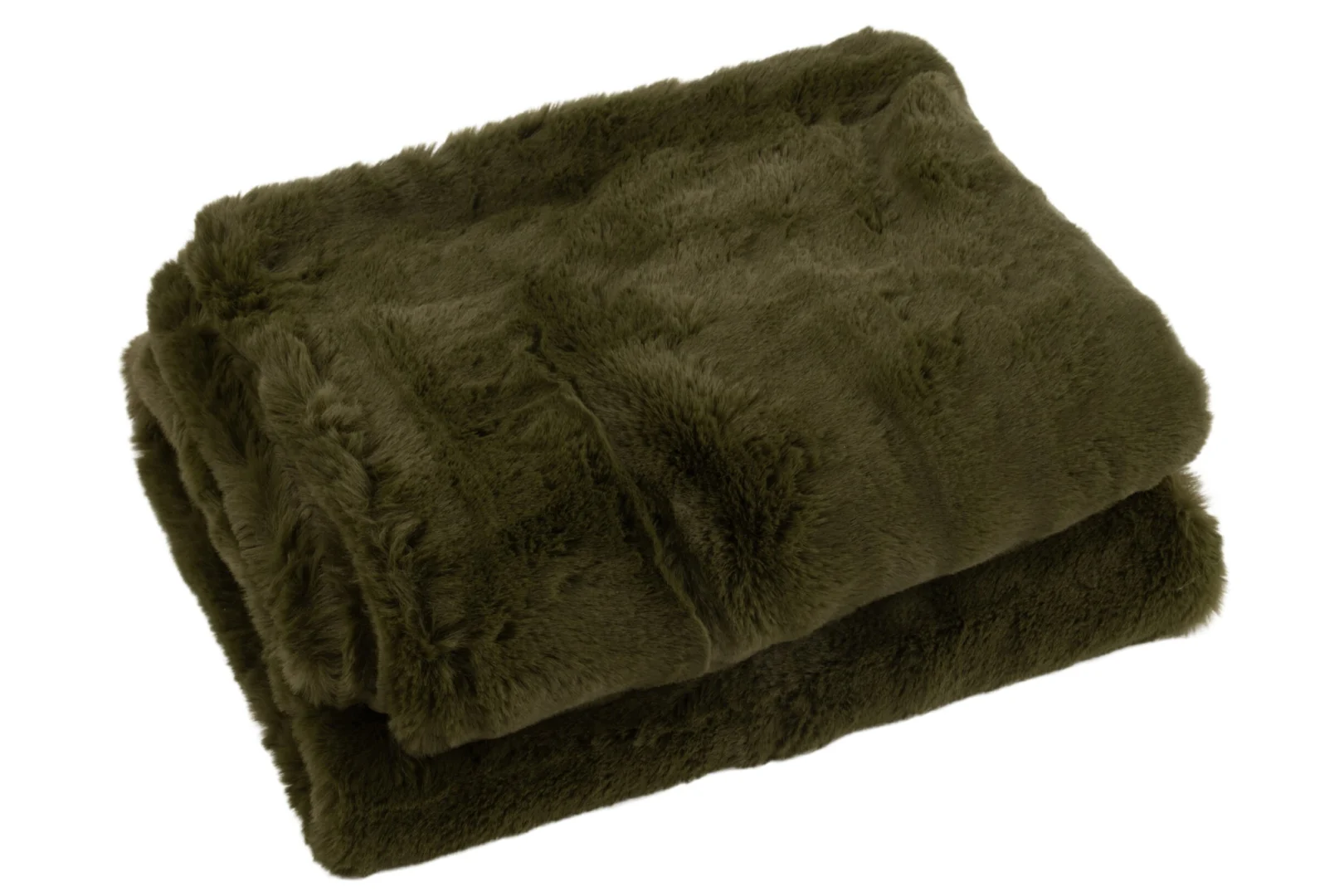 Plaid Kleltak Groen, zachte donkergroene faux fur plaid, opgevouwen in royaal formaat 130 x 180 cm