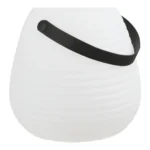 Lamp Birde Wit, oplaadbare witte tafellamp van polyethyleen met zwarte draagband en compacte ronde vorm