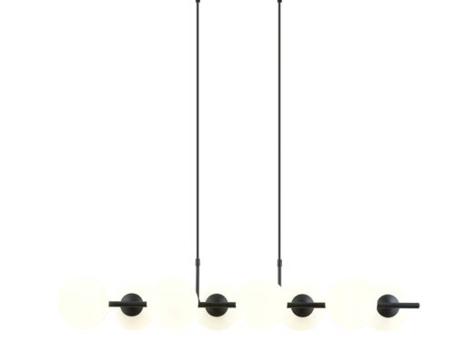 Hanglamp Grodund zwart Ø15 cm met 4 witte glazen kappen en 2 verstelbare pendels