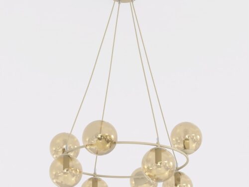 Hanglamp Brallone Beige Ø14 cm met verstelbare hoogte en amber glazen bollen