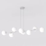 Hanglamp Greekar Grijs Ø14 cm met witte glazen bollen en verstelbare ophanging