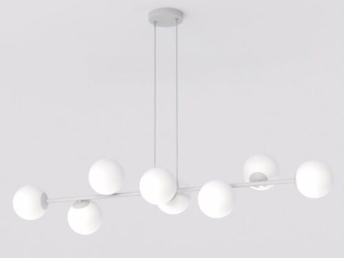 Hanglamp Greekar Grijs Ø14 cm met witte glazen bollen en verstelbare ophanging