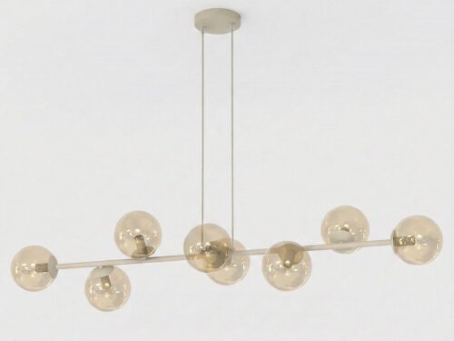 Hanglamp Joormund Beige Ø14 cm met verstelbare stang en amberkleurige glazen bollen