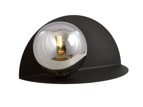 Zuntello zwarte wandlamp van gepoedercoat staal met grafiet glazen kap en warm sfeervol licht