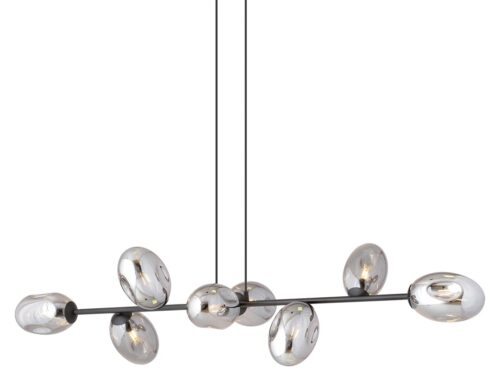 Hanglamp Brelvino Zwart Ø12 cm met 8 glasbollen en strakke, moderne zwarte afwerking