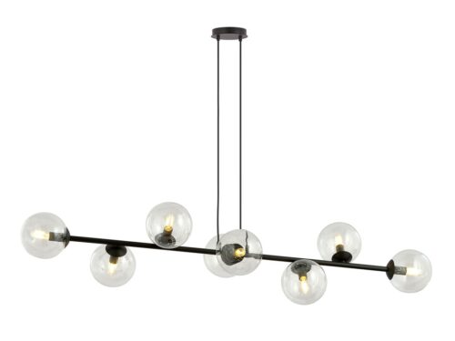 Hanglamp Klennaro zwart Ø14 cm met 6 transparante glazen bollen en modern stalen design