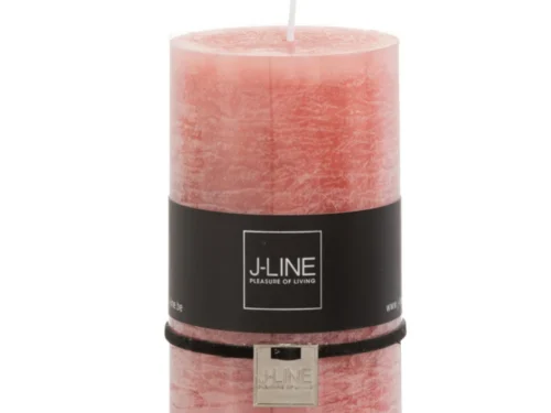Roze Cilinderkaars Brontello van J-LINE met elegante afwerking en stevige cilindervorm, 15 cm hoog