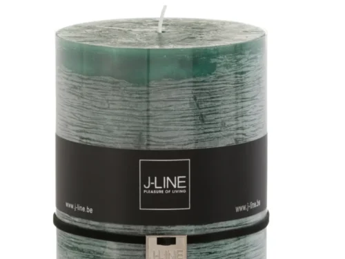 Veesis groene cilinderkaars, 10x15 cm, met rustieke afwerking en lange brandduur