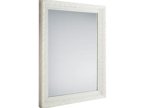 Spiegel Mekang Wit 70x55 cm met wit houten frame en decoratieve rand