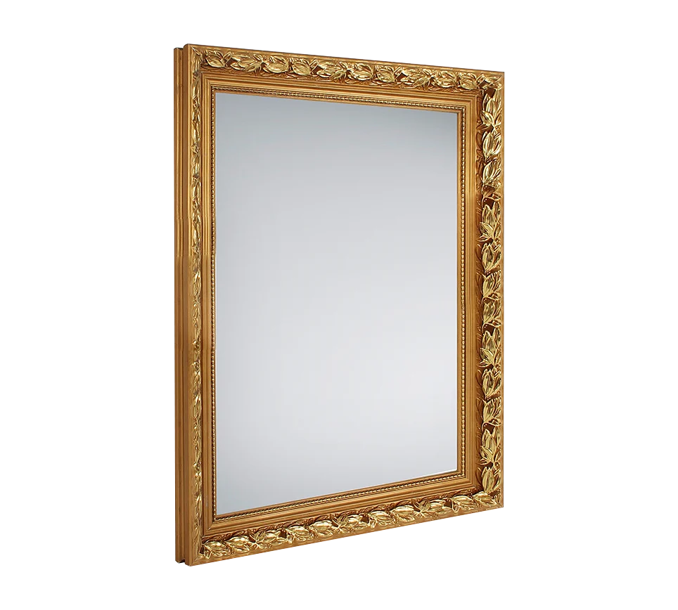 Spiegel Maaltik Goud met sierlijk houten frame en spiegelglas, 55 x 70 cm, stijlvol wandmodel