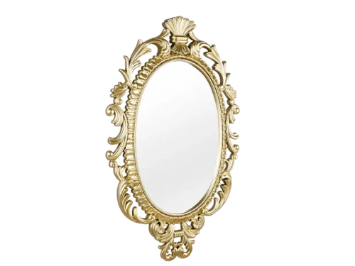 Spiegel Komea goud met sierlijke ovale lijst, elegante wandspiegel van kunststof en spiegelglas, 73 x 44,5 cm