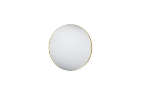 Spiegel Girnund goud 80x80 cm, ronde wandspiegel met smalle metalen rand en strak spiegelglas