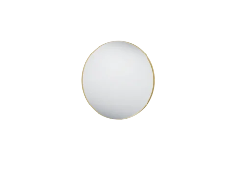 Spiegel Girnund goud 80x80 cm, ronde wandspiegel met smalle metalen rand en strak spiegelglas
