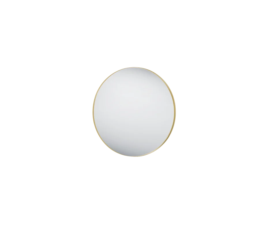Spiegel Girnund goud 80x80 cm, ronde wandspiegel met smalle metalen rand en strak spiegelglas
