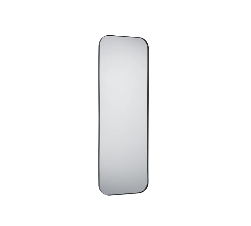 Spiegel Traamea Zwart 150x50 cm met afgeronde hoeken en slanke metalen lijst