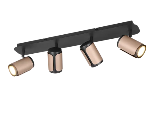 Spot Hoobund Metaal set van 3, moderne koffiegekleurde metalen spots voor wand- of plafondmontage, 4 GU10-fittingen