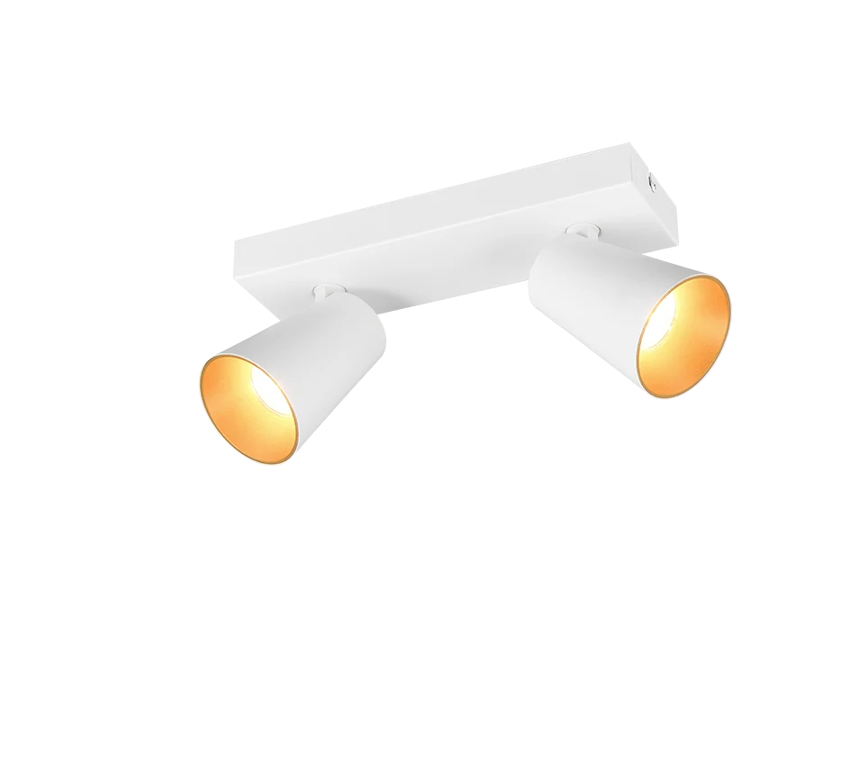 Spot Gramon Mat Wit plafondlamp met 2 draaibare spots, mat wit metaal en GU10-fittingen, set van 3