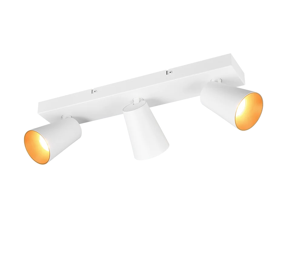 Spot Huntir matwit plafondlamp met 3 draaibare GU10-spots en warm lichtaccent