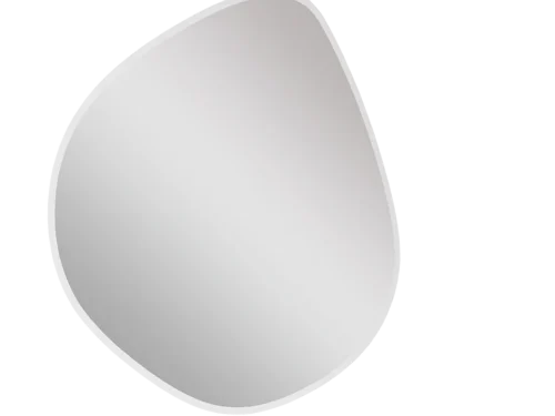 Spiegel Tralvora 30x30 cm, organische vorm met strakke rand en licht reflecterend spiegelglas