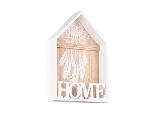 Spiegel Tummek Wit 20x30 cm met wit hout en houtkleuraccent, huisvormig design en HOME-decoratie