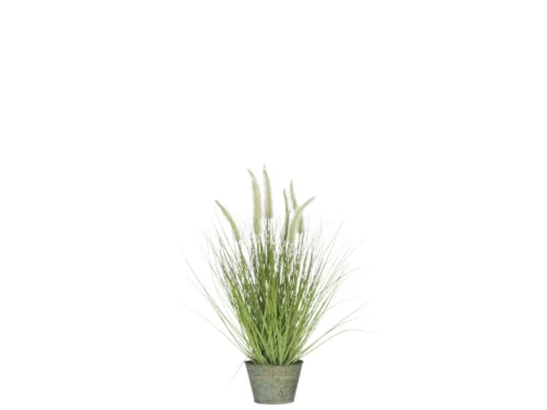 Hoontund PVC groen kunstgras in metalen pot, 55 cm hoog met natuurlijke uitstraling
