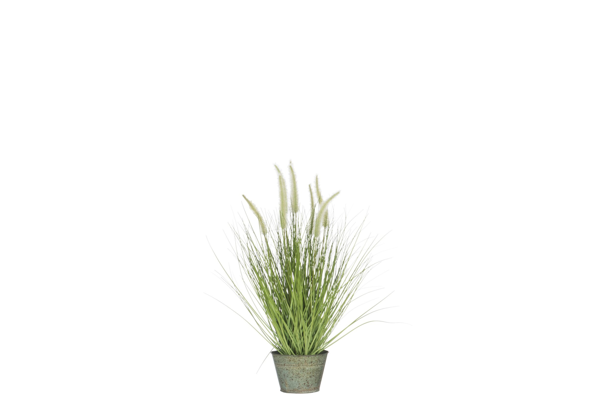Hoontund PVC groen kunstgras in metalen pot, 55 cm hoog met natuurlijke uitstraling