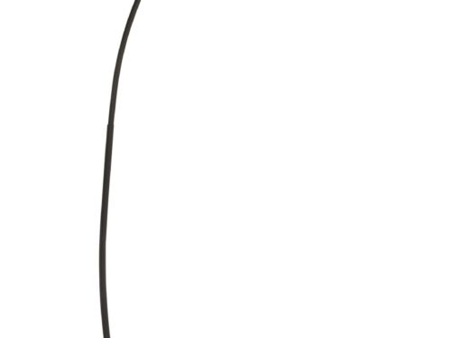 Booglamp Zanny Zwart met slanke zwarte boog, stoffen kap en ronde voet voor modern interieur