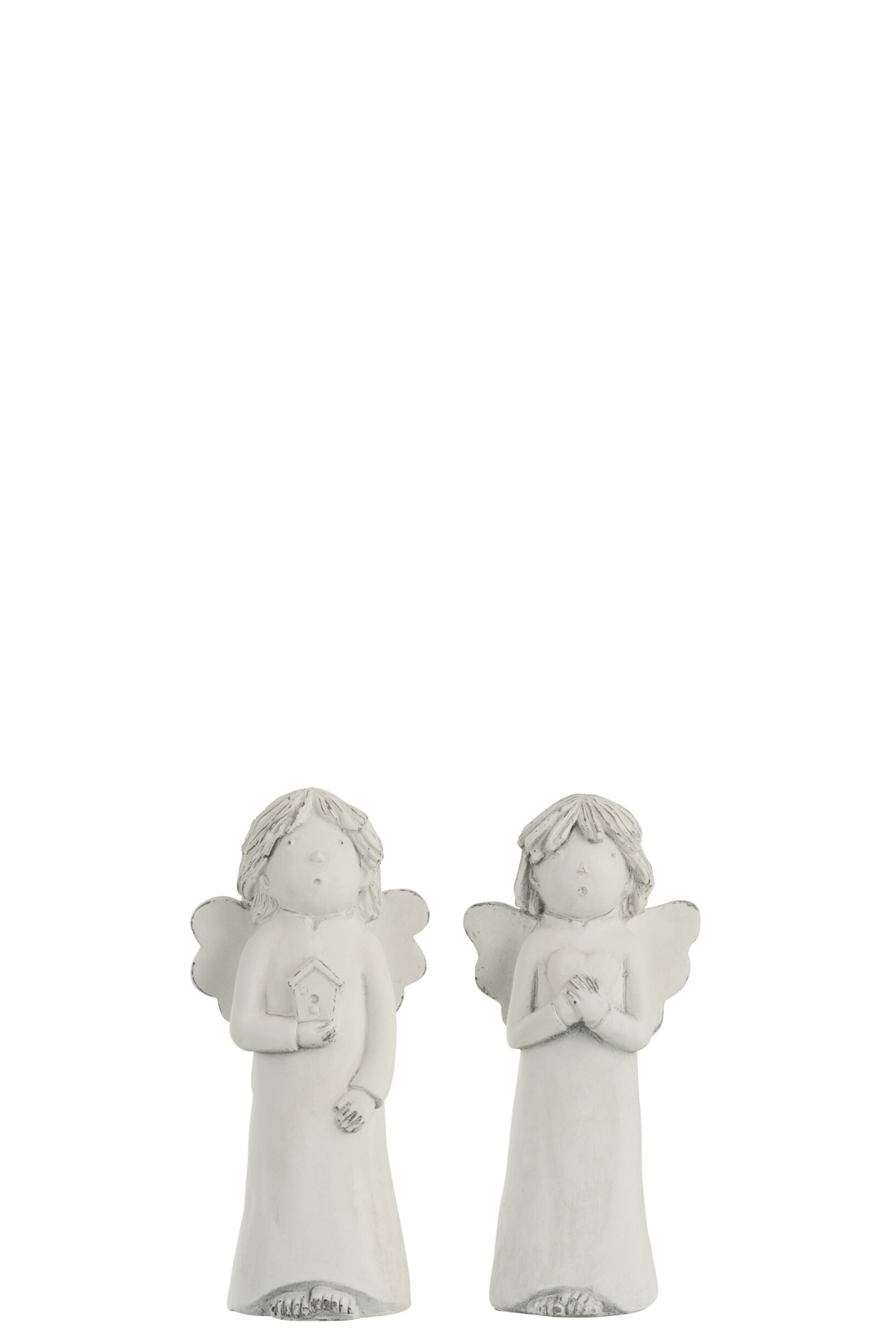 Beeld Skeissaro polyresin wit, slanke engelfiguren als subtiel decoratief woonaccessoire, 24,5 cm hoog