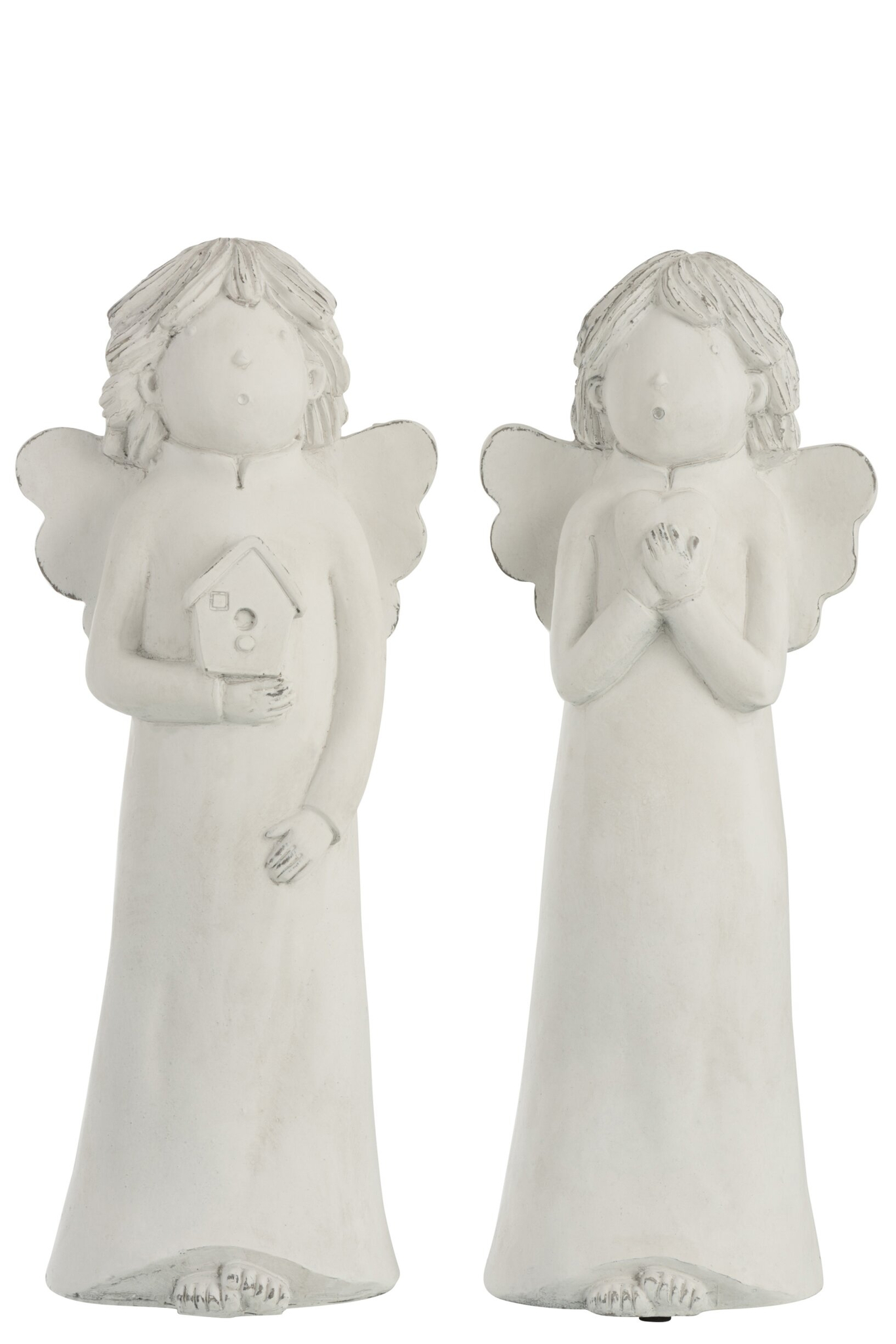 Decoratie Braunsano wit polyresin engelfiguren, slank en stijlvol woonaccessoire van bijna 50 cm hoog