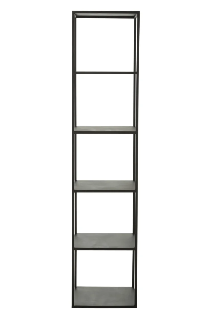 Rek Slievum Metaal 40 cm zwart, smal open rek met zes niveaus voor woonaccessoires en boeken