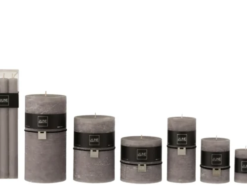 Set van 6 Opbergdoos Zastone grijze stompkaarsen van J-LINE, slank en compact met rustige, tijdloze uitstraling
