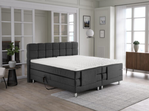 Dreamhouse Arizona elektrische boxspring in antraciet, 160x200 cm, met strak gestoffeerd hoofdbord