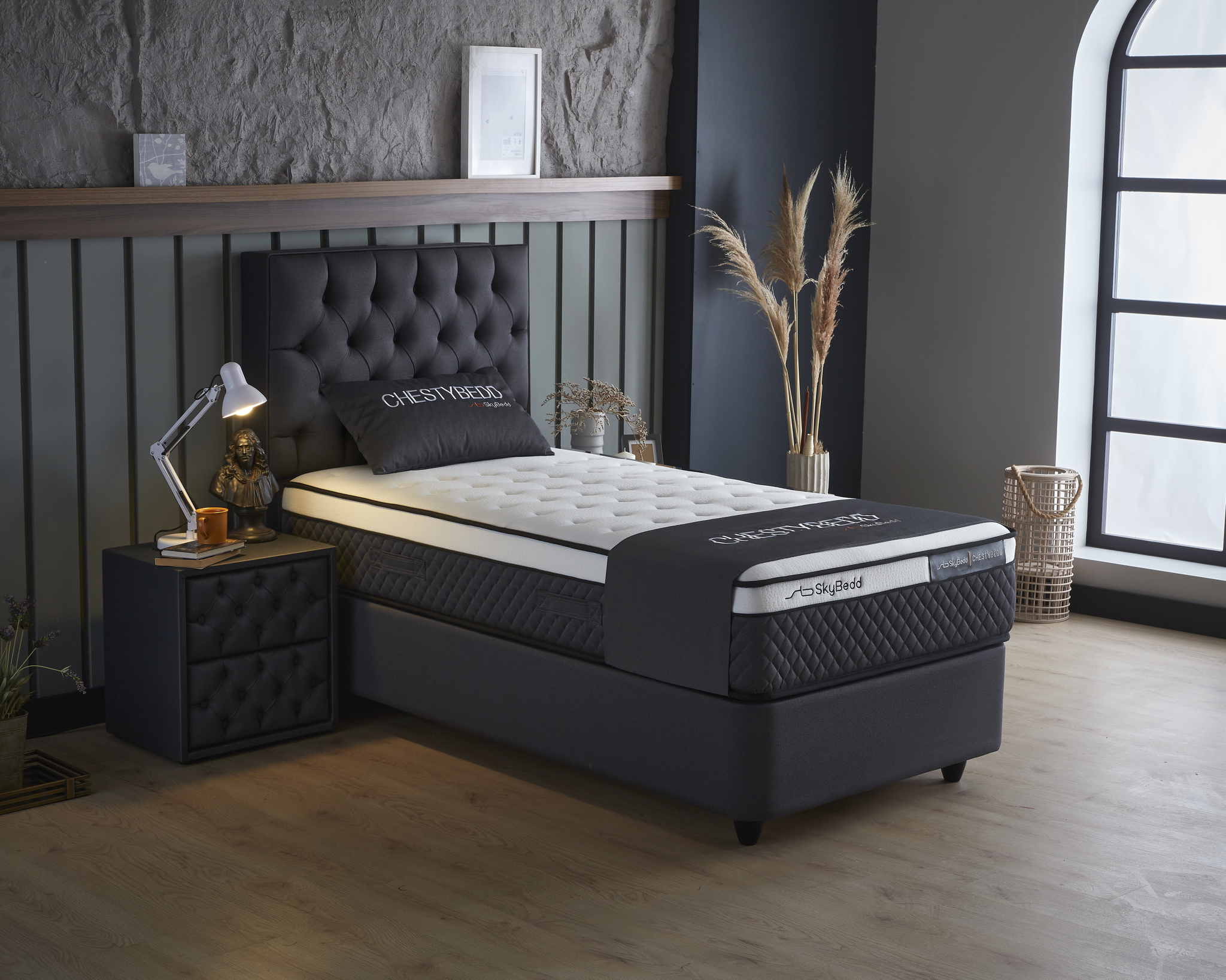 Boxspring Veirdora Antraciet 90x200