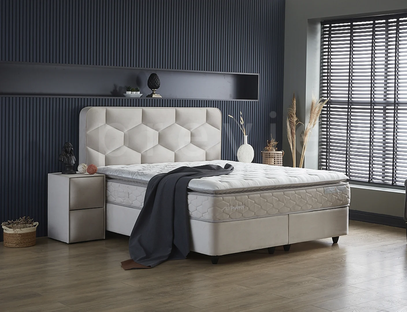 Boxspring Balk Beige 160x200 - Afbeelding 3