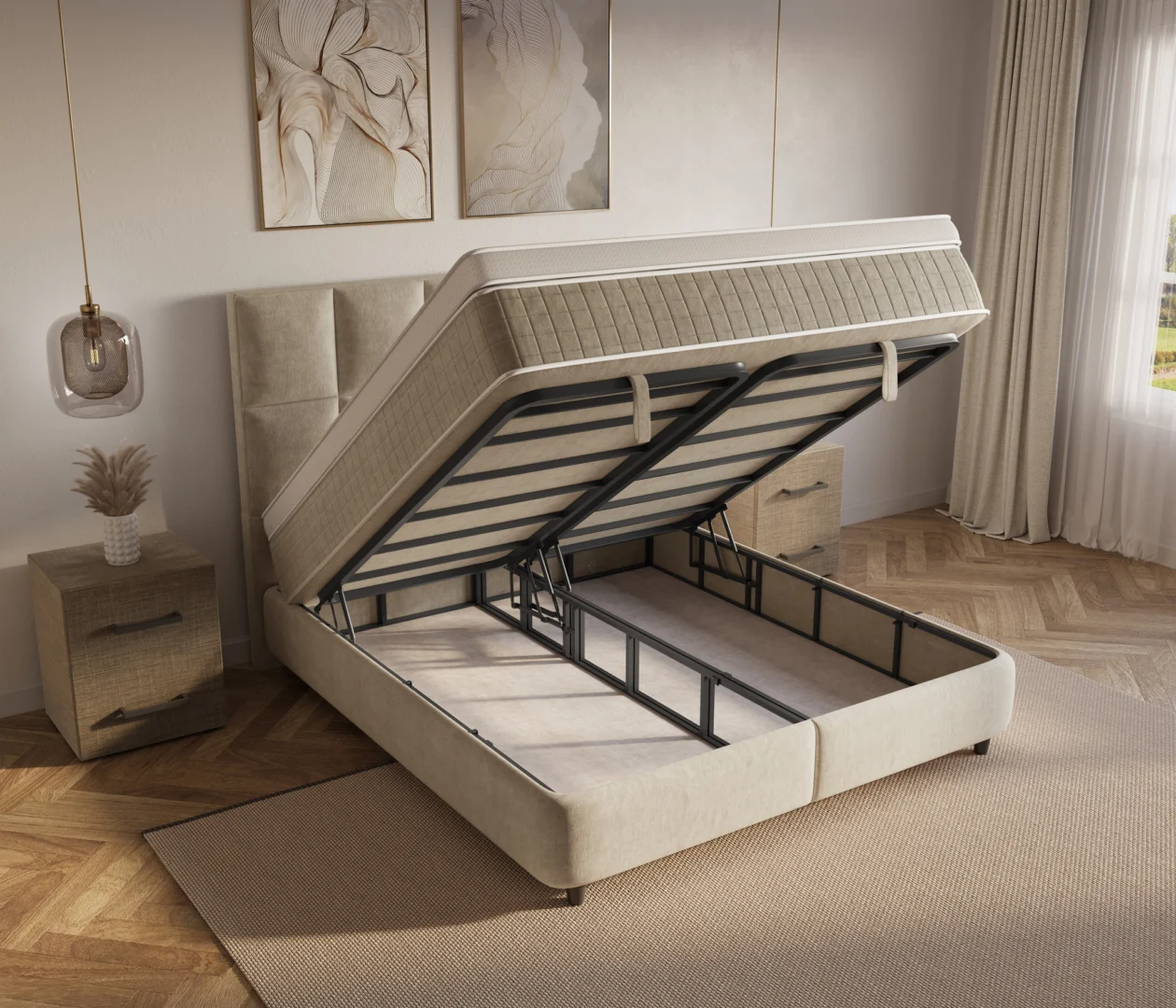 Boxspring Gooltero Beige 140x200 - Afbeelding 5