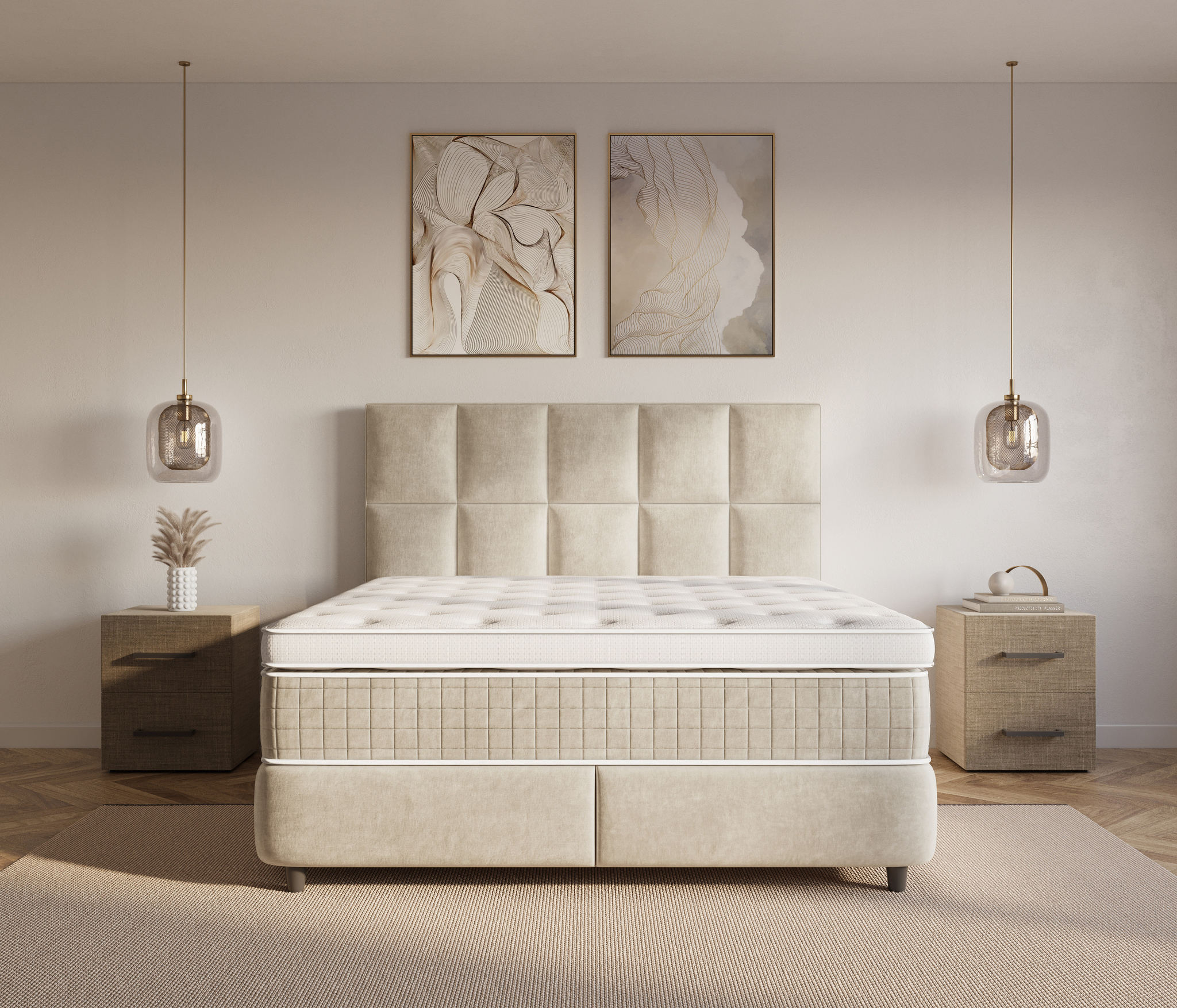 Boxspring Slauskan Beige 160x200