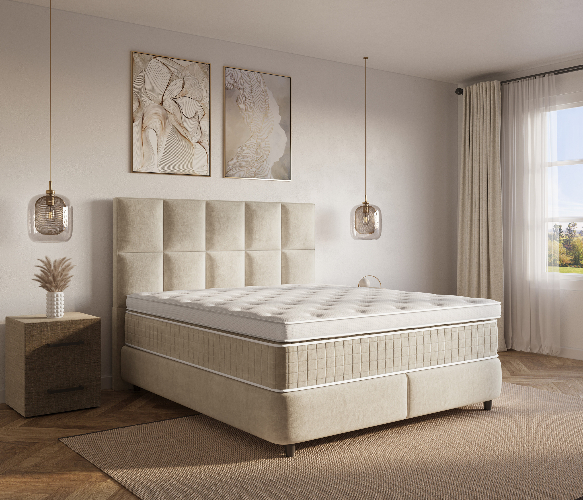 Boxspring Slauskan Beige 160x200 - Afbeelding 2