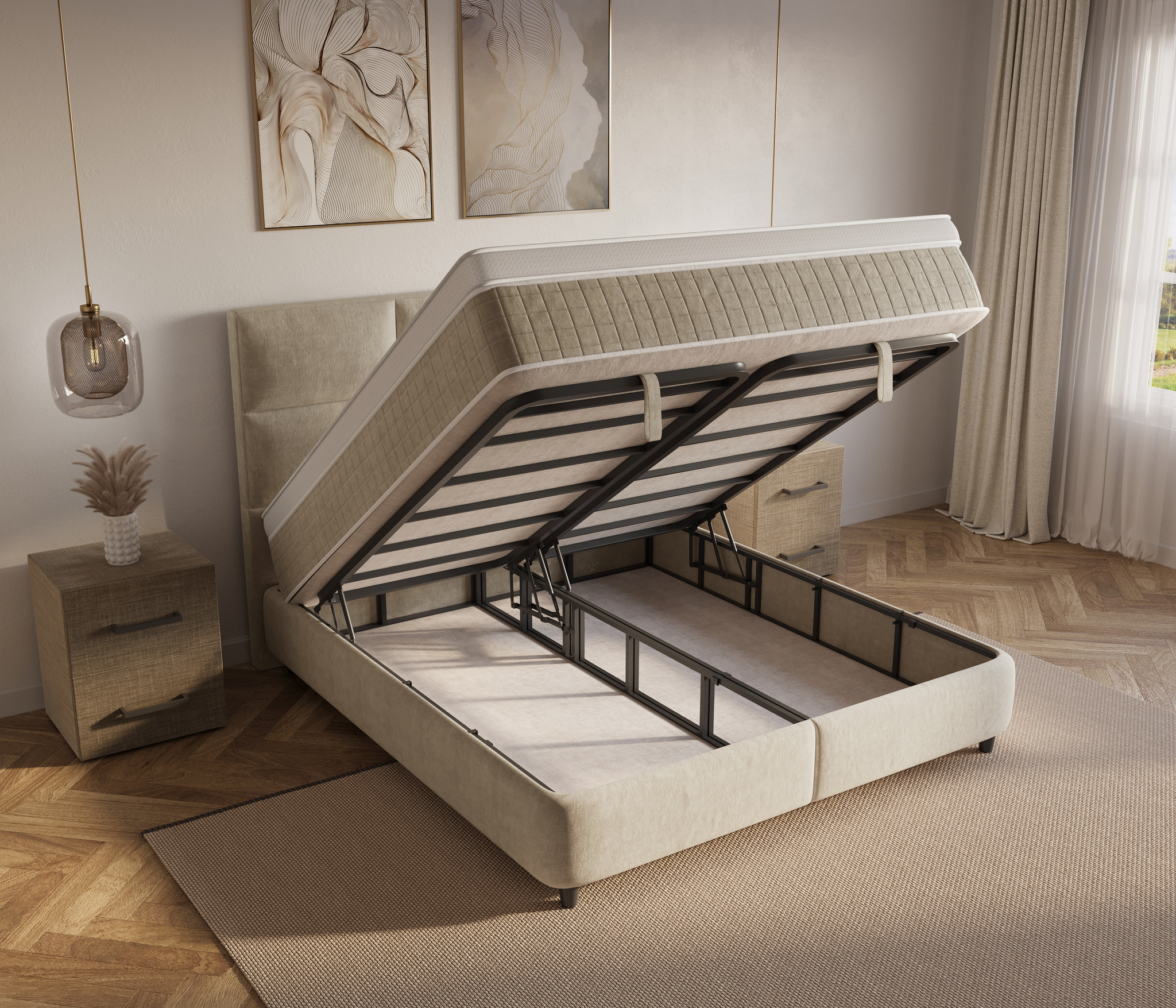 Boxspring Kas Beige 140x200 - Afbeelding 5