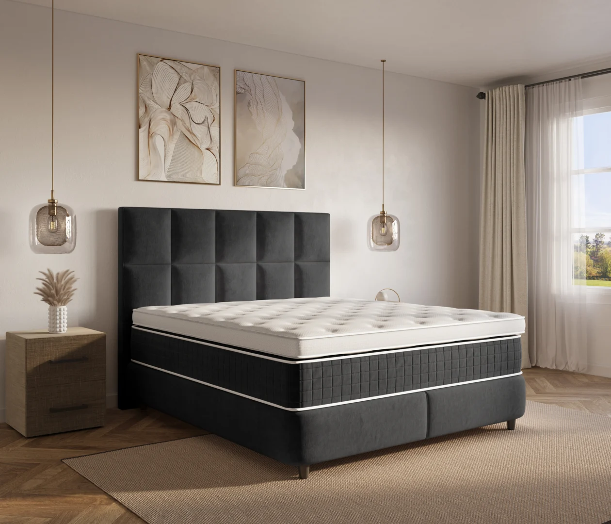 Boxspring Faaldir Zwart 180x210 - Afbeelding 2