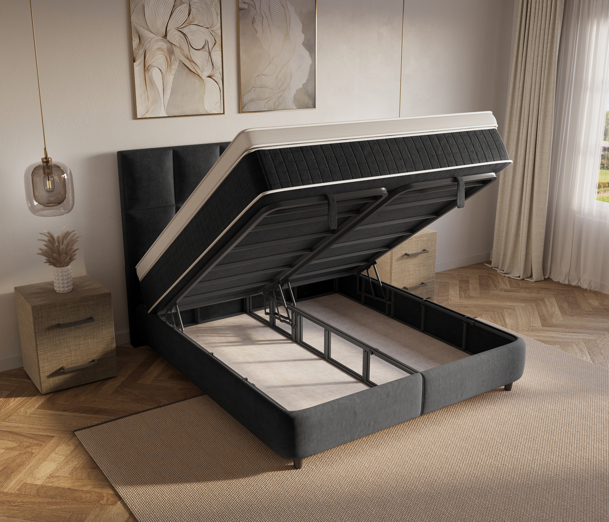 Boxspring Faaldir Zwart 180x210 - Afbeelding 4