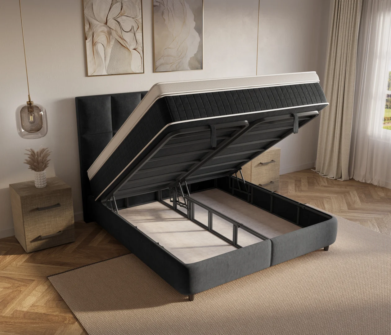 Boxspring Faaldir Zwart 180x210 - Afbeelding 4