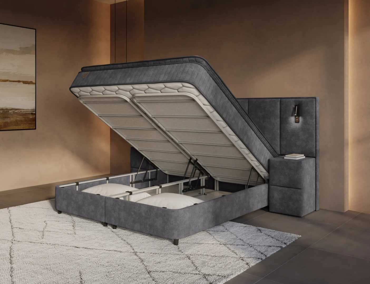 Boxspring Tollane Antraciet 160x200 - Afbeelding 3