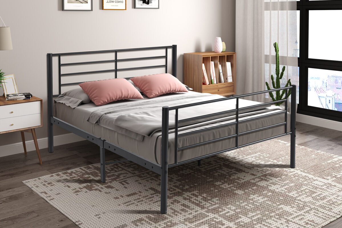 Bed Utrecht 160x200 donkergrijs metaal Industrieel