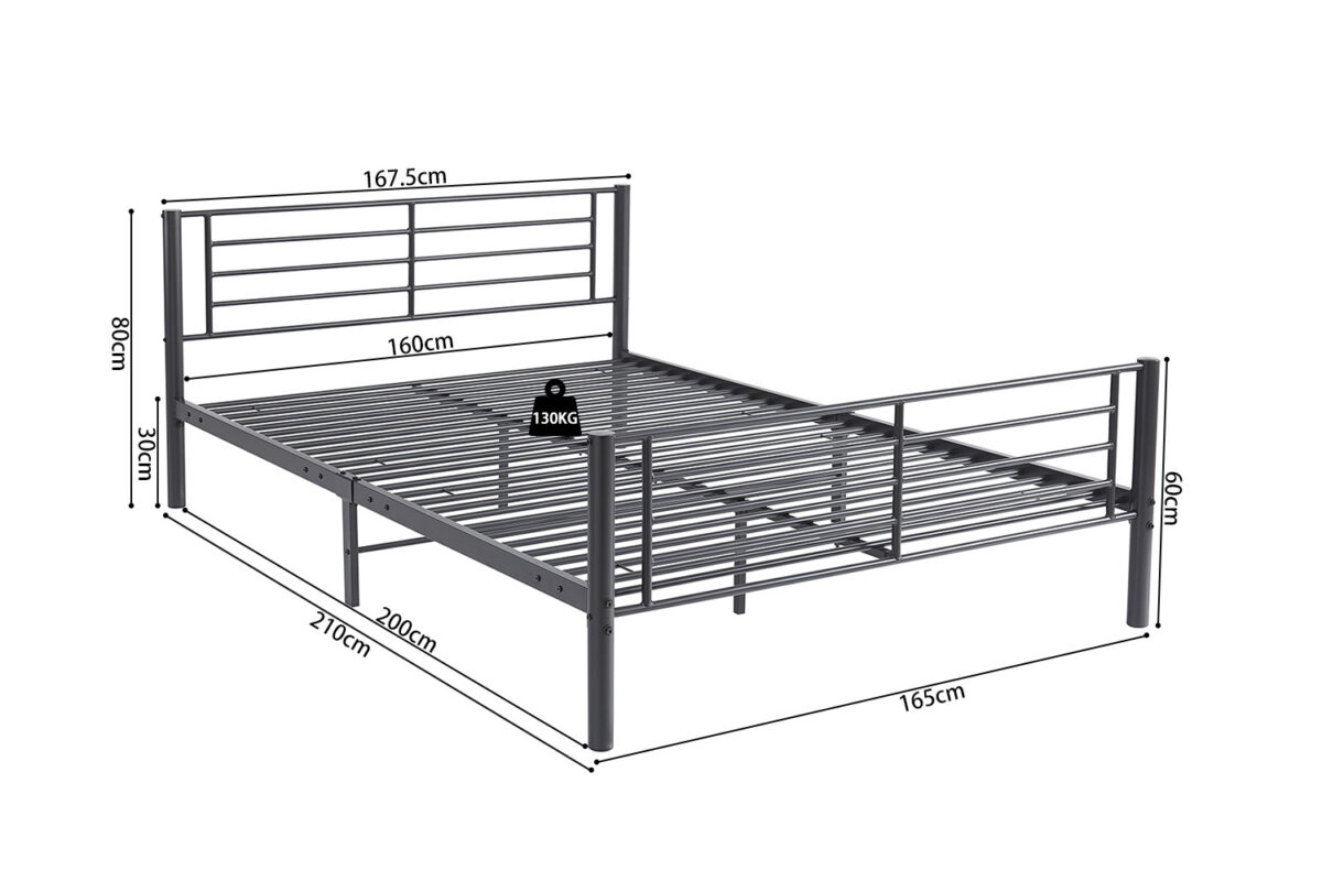 Bed Utrecht 160x200 donkergrijs metaal Industrieel – foto 7