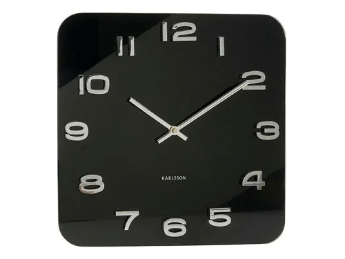 Wandklok Vantura Zwart van Karlsson met modern retro design, zwarte afwerking en zilveren cijfers